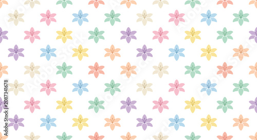Seamless Pastel Flower Pattern Background, Soft Colors, Repeating Floral Design