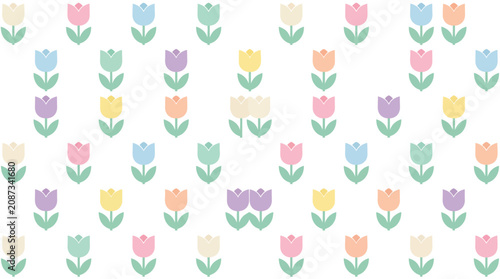 Pastel Tulips Pattern Spring Floral Background