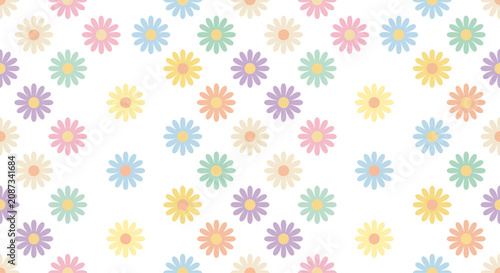 Pastel Daisy Flower Pattern Background