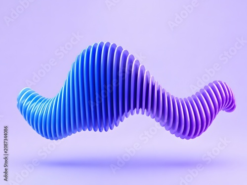 Abstract 3D Glass Wave Structure with Layered Translucent Blue Gradient Shapes on a Light Background, 3d render 