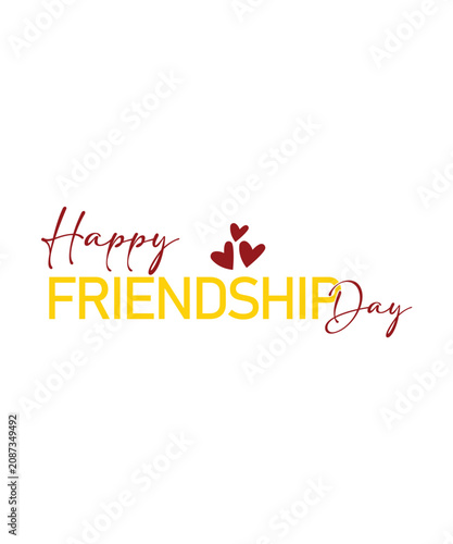 Happy Friendship Day isolated on white background. happy friendship day typography lettering vector illustrator, Greeting Card, Cover, Banner. Vector Template, handwritten design