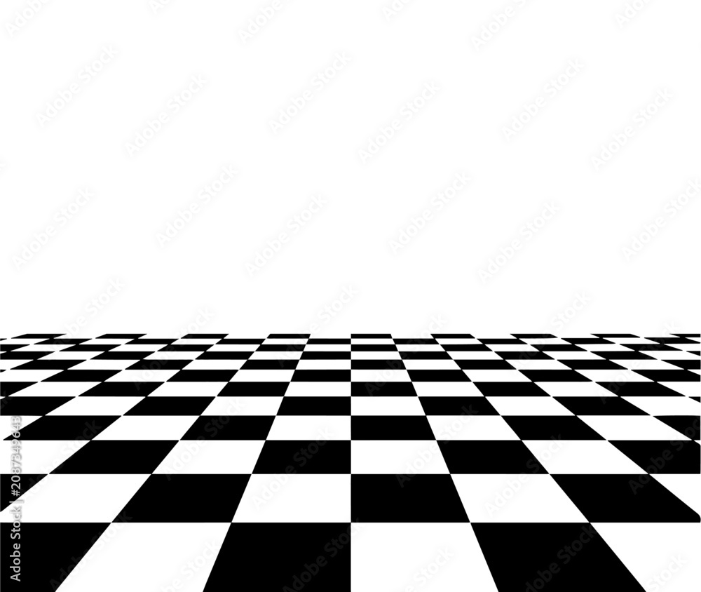 Naklejka premium Abstract Checkered Floor Pattern with Perspective View and White Background