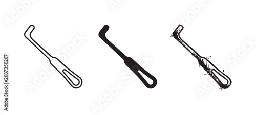 Fotografija Dental Explorer or Scaler Instrument with Curved End and Loop Handle in Three St