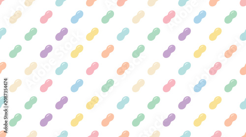 Cuadro en lienzo Seamless Pattern of Pastel Colored Beans on White Background