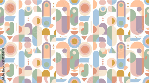 Photos Abstract geometric pattern with pastel shapes and retro vibe