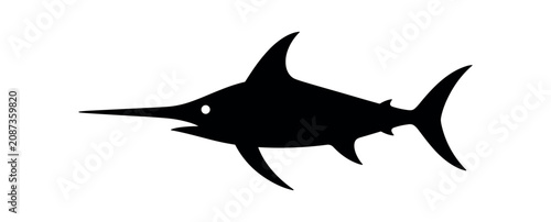 Swordfish icon. Marlin, billfish, ocean predator, sport fishing, dorsal fin, pelagic. Flat vector illustration isolated on white background.