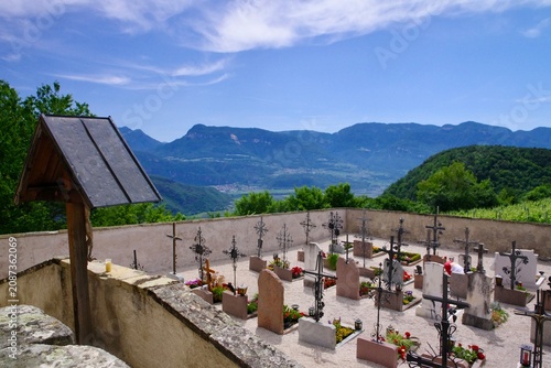 view from the mountain,Friedhof Südtirol