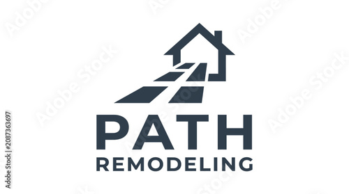 Path remodeling logo with house and paved walkway.