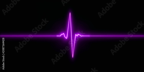 Abstract Blue Neon Heartbeat Pulse Lines Background with Glowing ECG Wave, Medical Monitor Light Design and Futuristic Space Vector Illustration