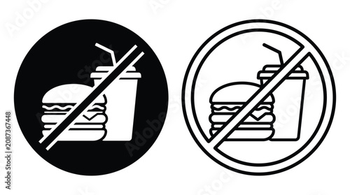 No Food Or Drink Vector Illustration With Prohibition Sign