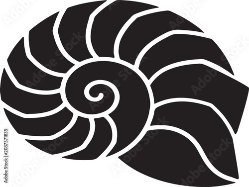 Bild auf Leinwand Nautilus shell silhouette vector icon design
