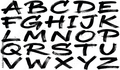 Foto Hand painted alphabet uppercase letters set