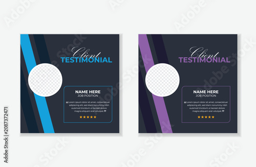 Modern client testimonial or social media post design, customer service feedback review post template with star ratings