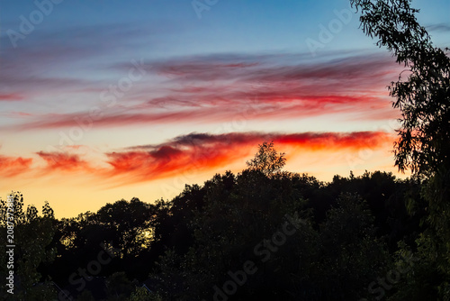 Landscape photography with high contrast, if a scenic, afterglow, nature summer sunset