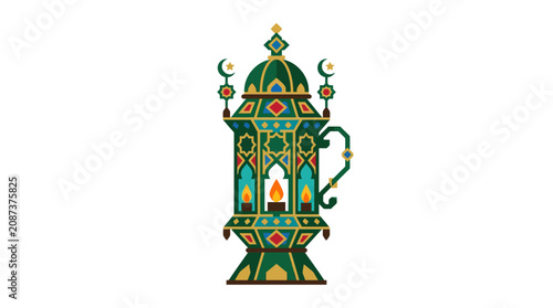 Sticker Islamic Lantern Ramadan Kareem Festive Decoration with Crescent Moon and Stars