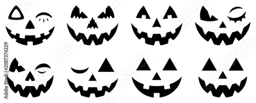 Photos Jack-o-lantern face silhouettes and pumpkin carving stencils for halloween decor