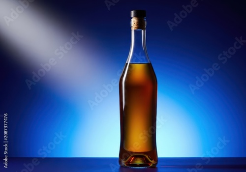 Generic glass bottle used for storing aged alcoholic beverages, often found on racks or in cellars, typically sealed with a cork, seal, bar, clear