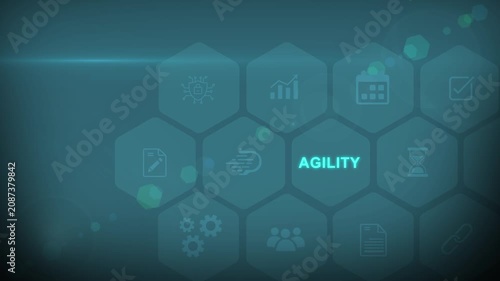 Digital world agility business concept icons. optical lager light background