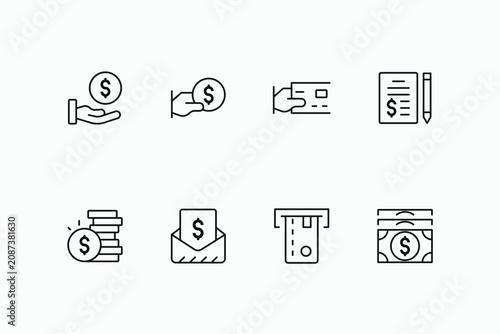 Financial and business line icon collection 