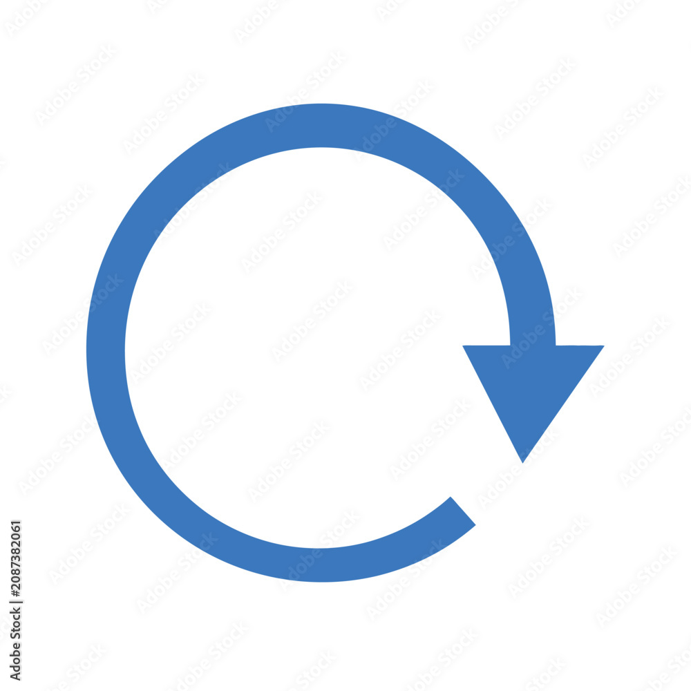 Fotografía Blue circular arrow icon indicating refresh or repeat action, simple flat design