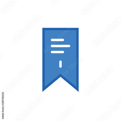 Fotografija blue ribbon bookmark icon with simple text lines and bullet point for saved item