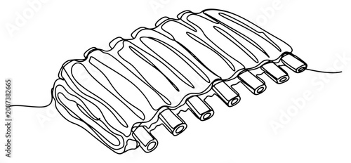 Bild auf Leinwand Rack of pork ribs for barbecue in one line art style