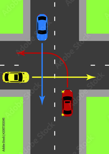 Illustration for theory test in driving school