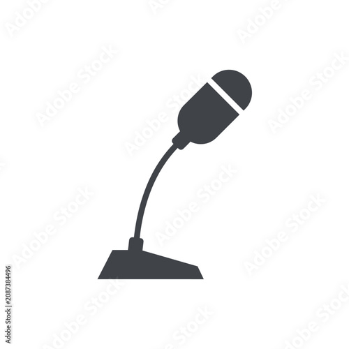 Slika na platnu Isolated silhouette of a desktop microphone with flexible gooseneck arm and squa