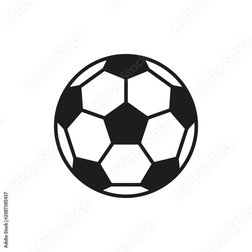Fotografie Simple black and white soccer ball icon with pentagonal and hexagonal panels, is