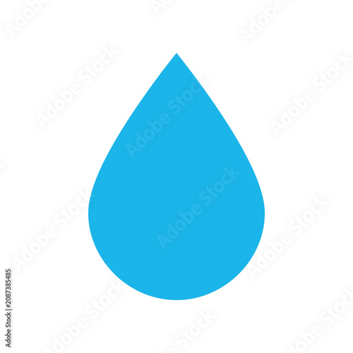 Obraz na plátně Simple bright blue water drop shape on a white background, representing purity a