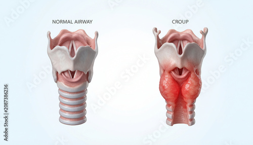 Croup Airway Narrowing Comparison with Normal Human Larynx and Trachea Anatomy
