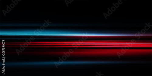Fotografija Abstract background with horizontal light streaks of red and blue, evoking a sense of speed and energy