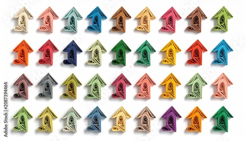 Colorful Birdhouses - A Vibrant Collection of Miniature Homes.