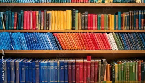 Colorful Books on Shelves - A Vibrant Library Collection.