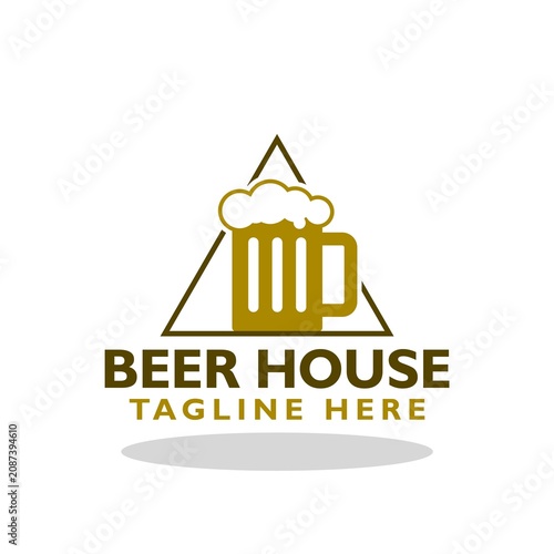 Beer house logo icon with shadow