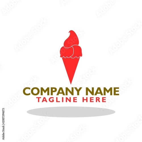 Ice cream logo icon with shadow