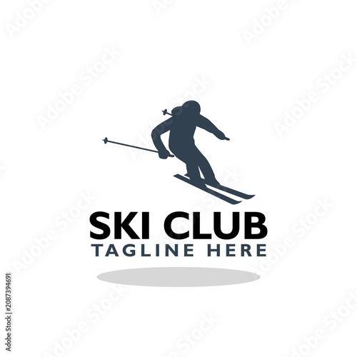 Ski club logo icon with shadow