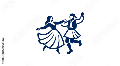 Konstfotografi Silhouette of a couple performing traditional folk dance.