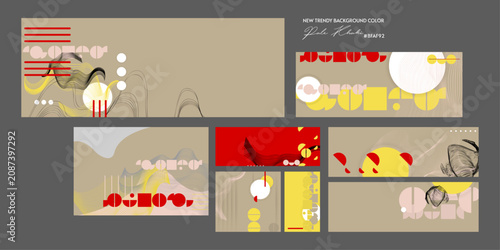 Poster Yang design Japanese style templates set invitations Digital Existentialism to lines abstract background Poetry in Vicinity Lab