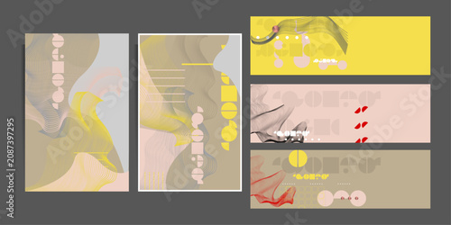 Poster Yang design Japanese style templates set invitations Digital Existentialism to lines abstract background Poetry in Vicinity Lab