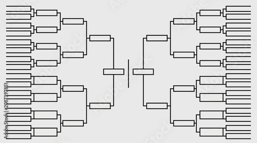 Bild auf Leinwand Tournament competition bracket diagram for sixty-four participants with symmetri