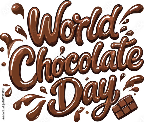 World Chocolate Day celebration with chocolate drops and bar