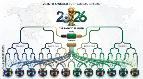 Foto Abstract Illustration of a Global Soccer Championship Tournament Bracket and Pat