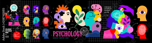 Quadro su tela Psychology icons