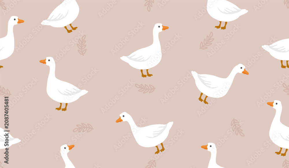 Fototapeta premium Cute goose pattern background vector design