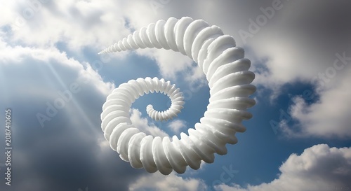 Abstract spiral form in sky with clouds and sunlight rays