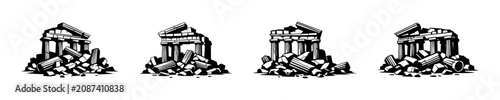 Fotografía Ancient Greek ruins in a state of disrepair, symbolizing destruction and the pas