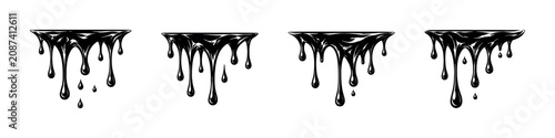 Foto Black liquid dripping from a surface in a stylized illustration