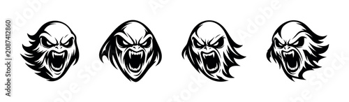 Konstfotografi Fierce monster face with sharp fangs and glowing eyes, a terrifying creature ill