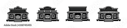 Collection of vintage western saloon buildings with swinging doors